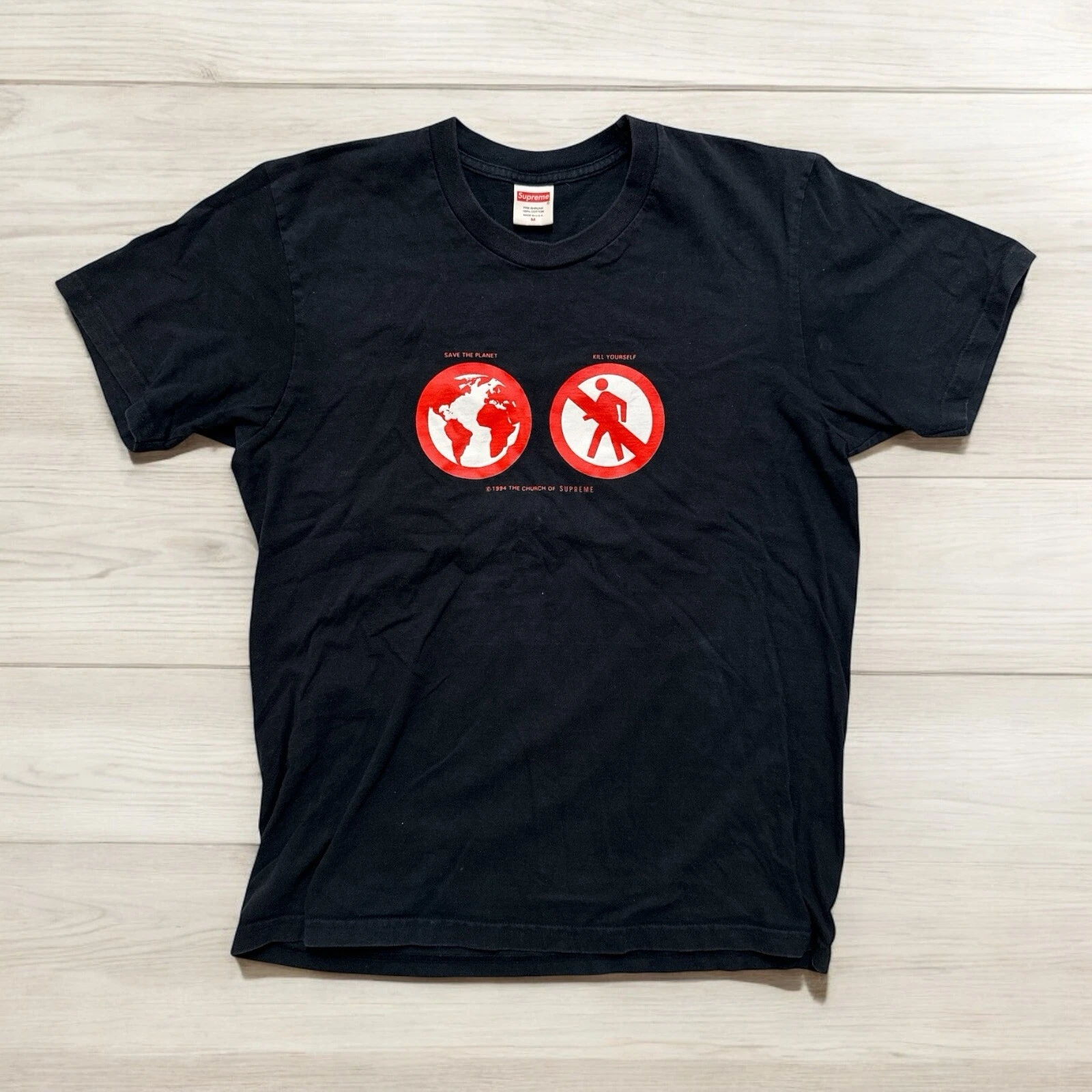 T shirt Supreme FW 2019 « Save the Planet » noir église 1994 moyen