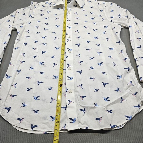BONOBOS long Shirt Button Up Jetsetter Stretch Slim Fit 16 1/2 Hummingbird Print - Picture 4 of 7