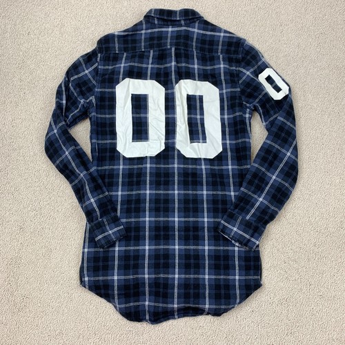 On The Byas Button-Up Shirt Men's Size S Navy Long Sleeve Plaid Size Zip Flannel - Picture 6 of 9