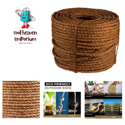 Durable 100ft 1-Inch Manila Rope - Twisted Natural Fiber for Heavy-Duty ...