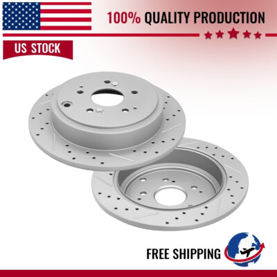 For Acura MDX 2001 2002 2003 2004 2005 2006  Rear Drilled Slot Brake Disc Rotors