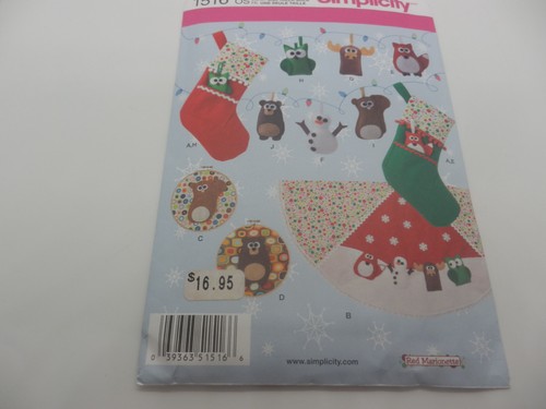 Simplicity Christmas Pattern 1516 Felt Ornament Stocking Tree Skirt Wall Hanging