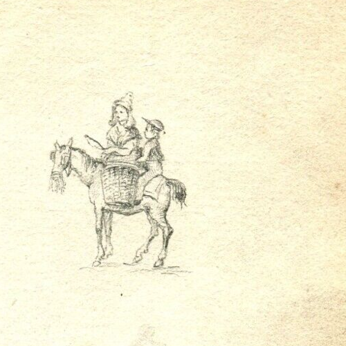 Antica matita disegno originale XIX secolo di cavalli, scene di caccia opera ... - Foto 6 di 8