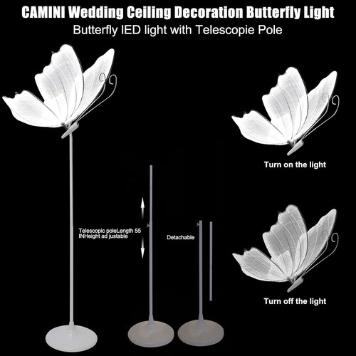 Lámpara de pie mariposa exterior 2 PIEZAS, iluminación LED luminosa para boda fiesta (blanca) - Imagen 13 de 14