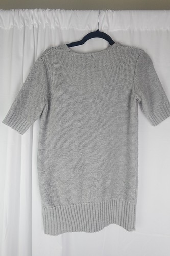 Merona grauer Pullover mit Zopfmuster Kurzarm V-Ausschnitt Damen Small Pulli - Bild 5 von 6