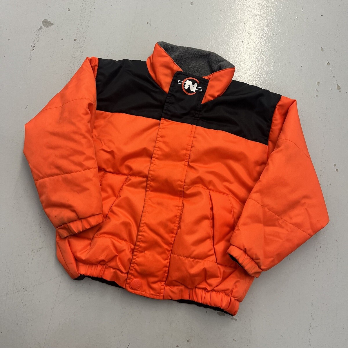 Vintage Nautica Competitions Orange Black Reversible Puffer Jacket
