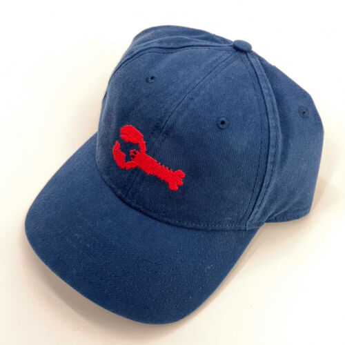 Lobster Needlepoint on blue cotton cap buckle back - Afbeelding 1 van 6
