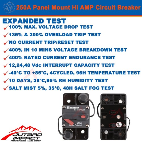 250A Hi AMP Circuit Breaker Dual Battery Manual Reset IP67 12V 48 Volt Fuse Car - Picture 3 of 8