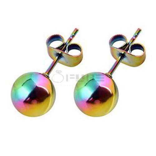 316L Surgical Steel Multicoloured Rainbow Cartilage Helix Ball Ear Stud Earrings - Picture 24 of 52