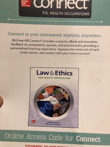  Connect Access Card for Law & Ethics for the Health Professions 7th Edition - Bild 1 von 2