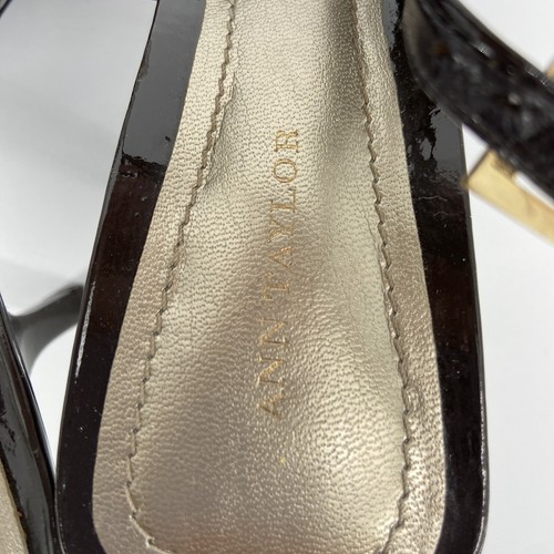 Ann Taylor Sling Back Patent Leather Heels Size 8.5 M Chocolate Brown Brazil - Picture 13 of 14