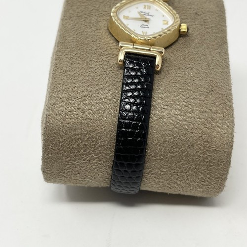14 kt Gold Michael Anthony Swiss Quartz Ladies Watch Lizard Grain Square Rope - Picture 2 of 18
