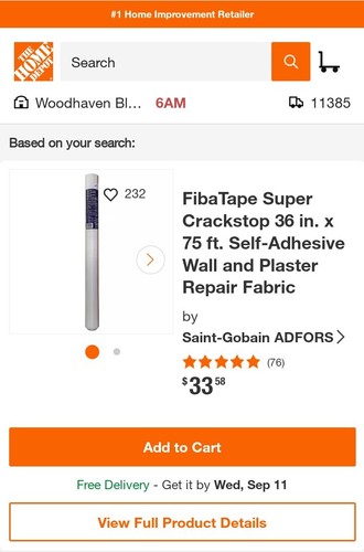 Power Tools Fibatape Super Crackstop Spackle Home Improvement 36"X75' 225 Sq ft - Picture 4 of 5