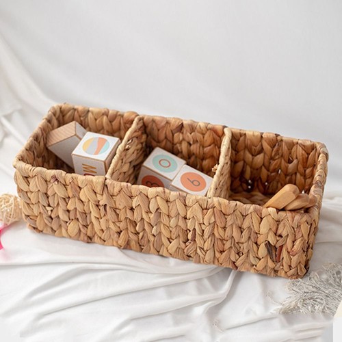 Rectangular Cosmetics Wicker Basket Household Room Storage Box Home Decoration - Picture 3 of 9