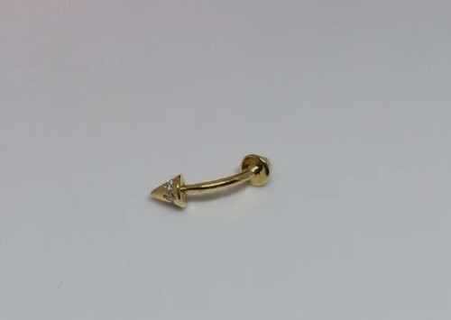14K Solid Gold Diamond Spike Piercing Spike Barbell Piercing Eyebrow Piercing. - Picture 12 of 17