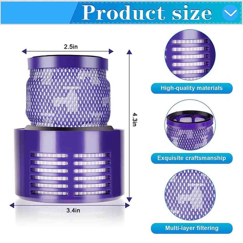 3 Pack For Dyson 969082-01 V10 SV12 Animal Absolute Total Clean Washable Filter - Picture 2 of 6