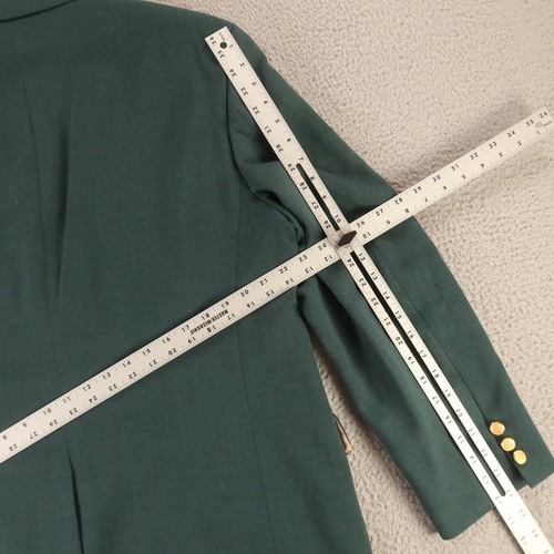 VTG Hopsack Jacket M Green Polyester Wool Blazer Sport Coat Metal Buttons 42R - Picture 16 of 17