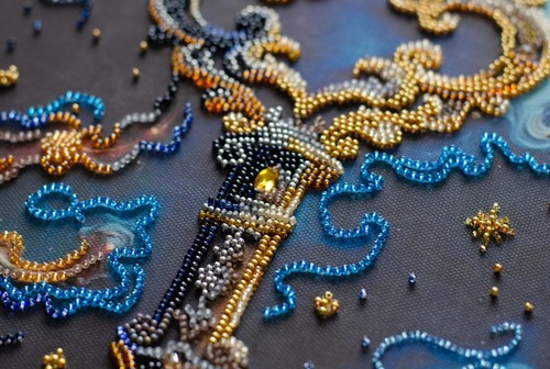 DIY Bead Embroidery Needlepoint Kit "The key to happines" Stitching Handmade - Picture 3 of 7