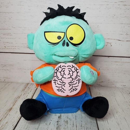 Gemmy Halloween Gehirn essen Zombie Monster Spuk animiertes Plüschtier VIDEO 11 Zoll - Bild 1 von 14