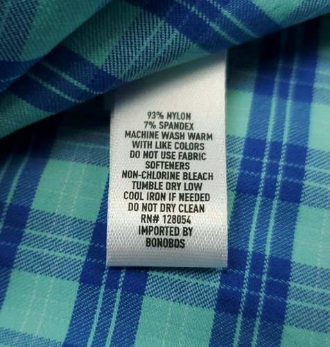 Camisa Bonobos Para Hombre 2XL Pitaya Cuadros Enrejado Manga Larga Con Botones Azul Aguamarina Nueva Con Etiquetas - Imagen 12 de 12