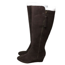 Anne Klein Alanna Wedge Boot Wide Calf Suede Size 6 M