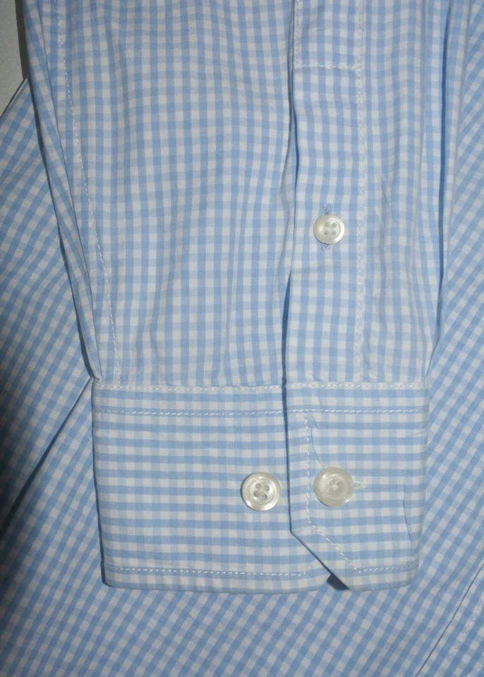 Camisa Para Hombres XL Ruehl Botón Frontal Algodón Azul y Blanco Cuadros Calce Ajustado Manga 37 Foto 3 de 4