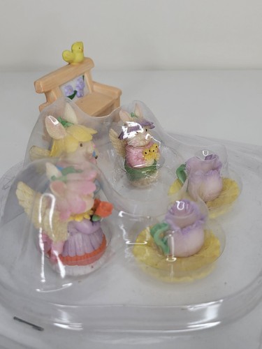 Vtg Angel Bunny Family Tea Party 8 Piece Set Figurines Adorable - Mini 1994 Read - Picture 3 of 9