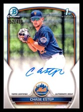 2023 Bowman Chrome Chase Estep CPA-CE 1st Chrome Refractor Auto /499 Mets 