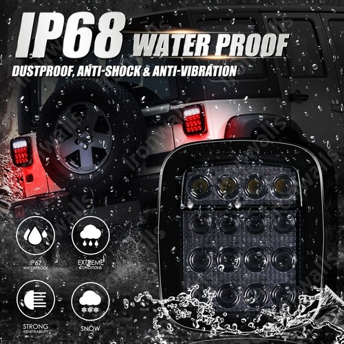 16 LED Smoked Stop Brake Turn Reverse Lamp Tail Light For Jeep Wrangler YJ TJ CJ - Picture 8 of 12