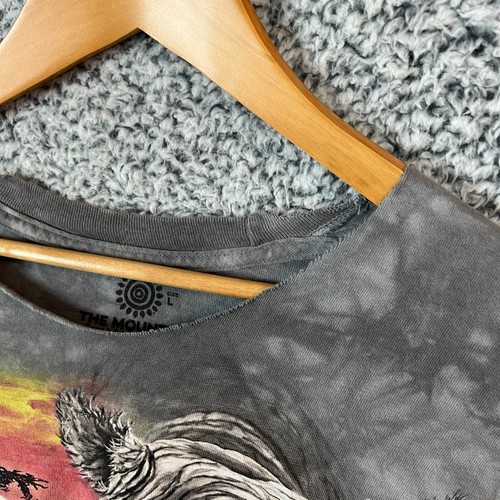 The Mountain Shirt Adult Large Gray Tie Dye Rhinos Africa Safari Distressed Tee - Picture 7 of 10