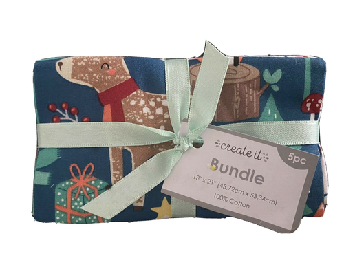 Create It 18"x21" Cotton Winter Woodland Precut Sewing+Craft Fabric Bundle 5pc. - Picture 4 of 10