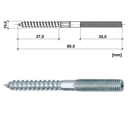 Stockschrauben Stockschraube M8 / M10 diverse Längen mit TX veriznkter Stahl - Bild 13 von 18