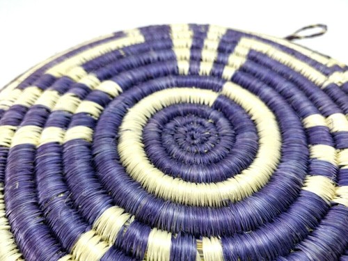Coil Basket Purple Swirl Native Tribal Aztec Woven Basket Bowl 11.5 in. - Picture 10 of 12