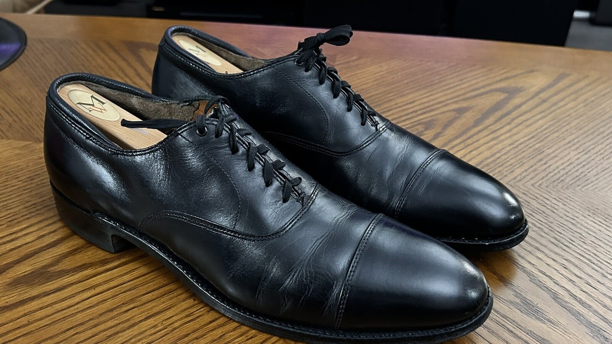 Alden 907 Black Calfskin Leather Oxford Cap Toe Dress Men's