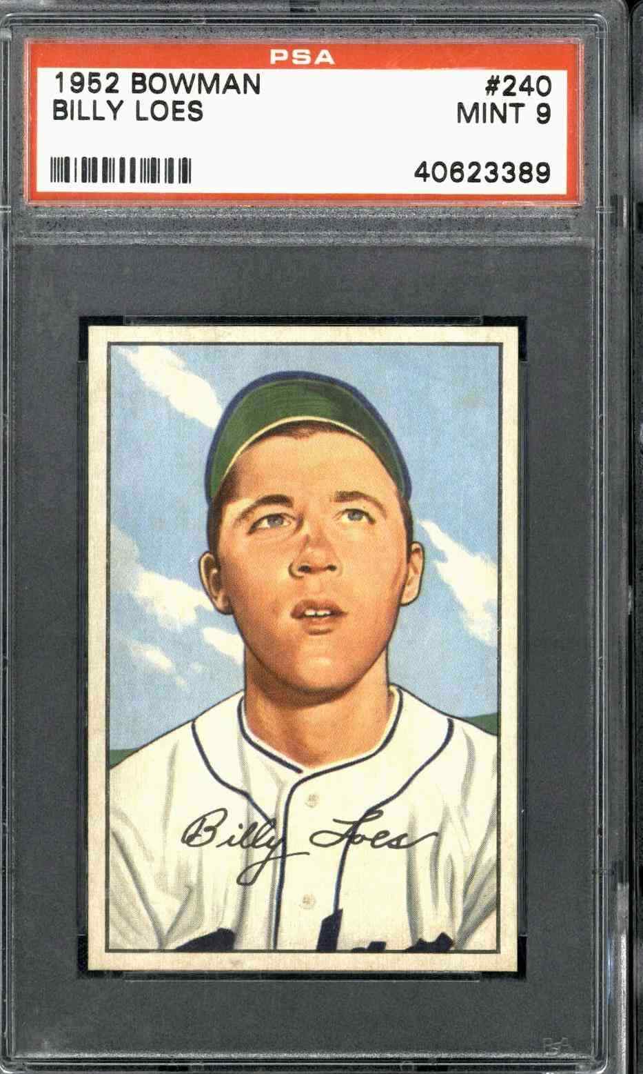 1952 Bowman #240 Billy Loes - PSA 9
