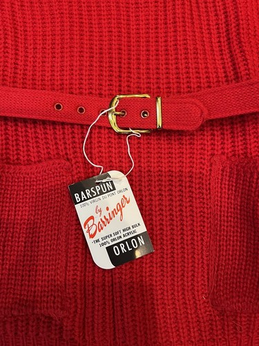 Vintage Retro Pullover Knit Red Belted Sweater Vest New!!! No Iron Orlon Acrylic - Picture 2 of 10