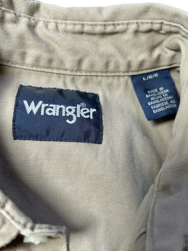 WRANGLER Pearl Snap Shirt Size LARGE Khaki Brushpopper Western Passe Cowboy Rodeo - Bild 4 von 9