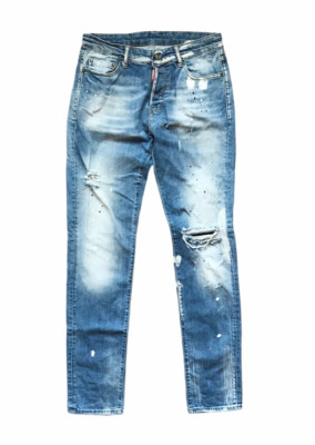 Dsquared2 painted/distressed denim jeans slim biker men's S (46)