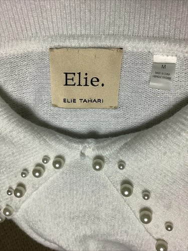 ELIE TAHARI Pullover mit Perlenkragen weiß - Größe M - Bild 16 von 17