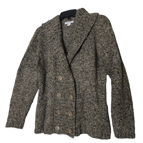 Dressbarn marmorierter Schal Kragen Strickjacke Gr. GROSS Seide Wollmischung Kapuze Knopfleiste  - Bild 7 von 8