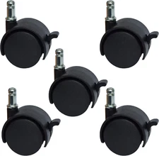 Mysit 2" Replacement Office Chair or Stool Caster Wheels - with Brake (Set of 5)
