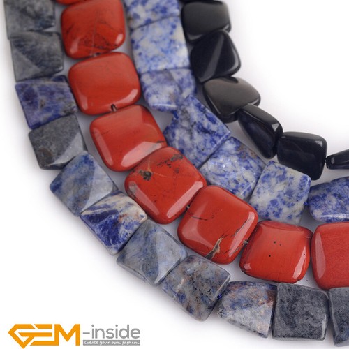 Natural Gemstone Sodalite Agate Jasper 16mm Square Beads Jewellery Making 15" AU - Picture 1 of 32