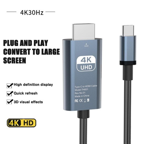 Convertisseur de câble de type C vers HDMI 2M Adaptateur USB HDTV 4K pour Samsu= - Picture 6 of 13