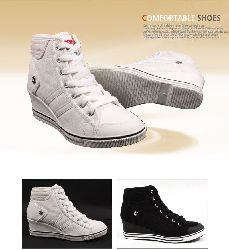 Women Casual Fashion Sneakers Wedge Heel High Top shoes Black White 5408_0C Women Casual Fashion Sneakers Wedge Heel High Top shoes Black White 5408_0C