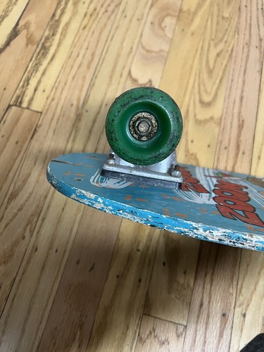 VTG 80s ZOOM ZOOM Raccoon Blue Wood Skateboard Scooter Green Wheels Trucks USA - Picture 10 of 12