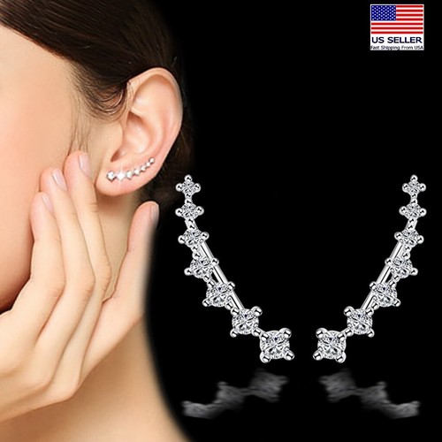 Fashion Women 925 Sterling Silver Earrings Crystal Vintage Angel Wings Hook 1514 - Picture 1 of 5