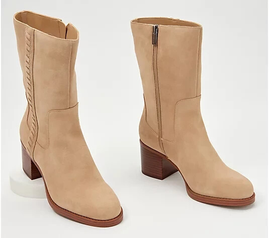 Vince Camuto Mid-Shaft Suede Boots-Zelcinna-Tortilla-7.5M-NEW