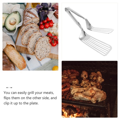Stainless Steel Food Tongs Metal Spatulas for Kitchen Use Clamps - Picture 7 of 12