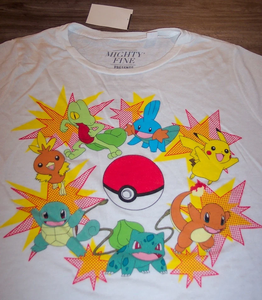 WOMEN'S TEEN POKEMON T-shirt XS NEW w/ TAG Pikachu Squirtle Charmander  — 第 2/3 张图片