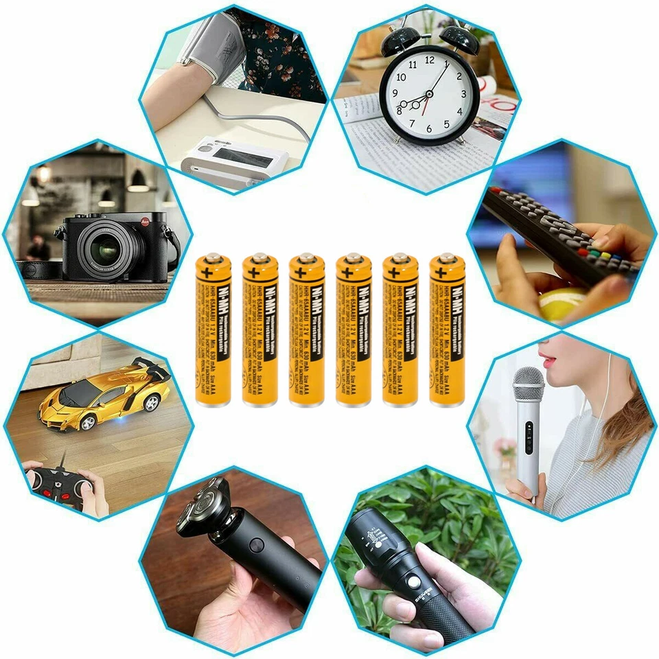 Bateria recarregável HHR-65AAABU AAA NI-MH para telefones sem fio Panasonic 630mAh - Imagem 2 de 4